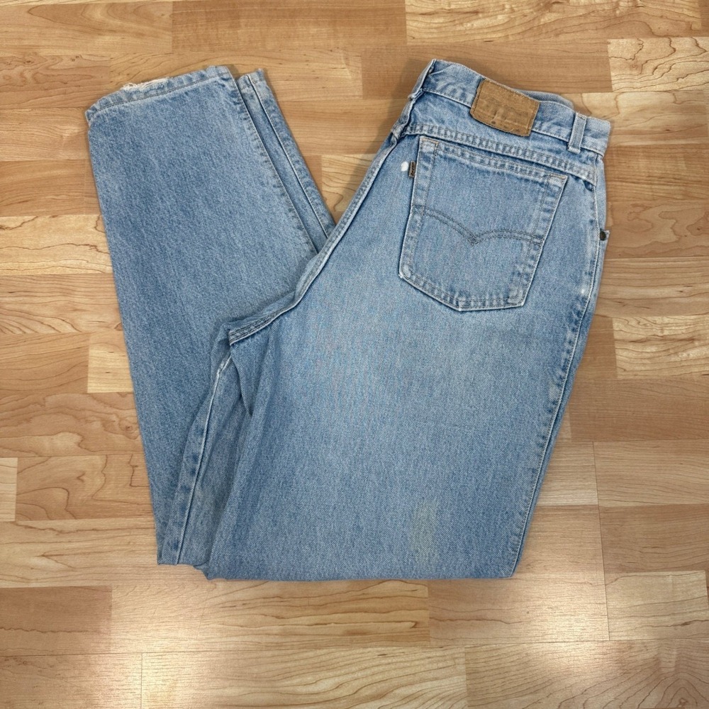 Vintage Levis Tan Tab Pleated Mom Jeans Light Wash High Rise Tapered 17878-30
